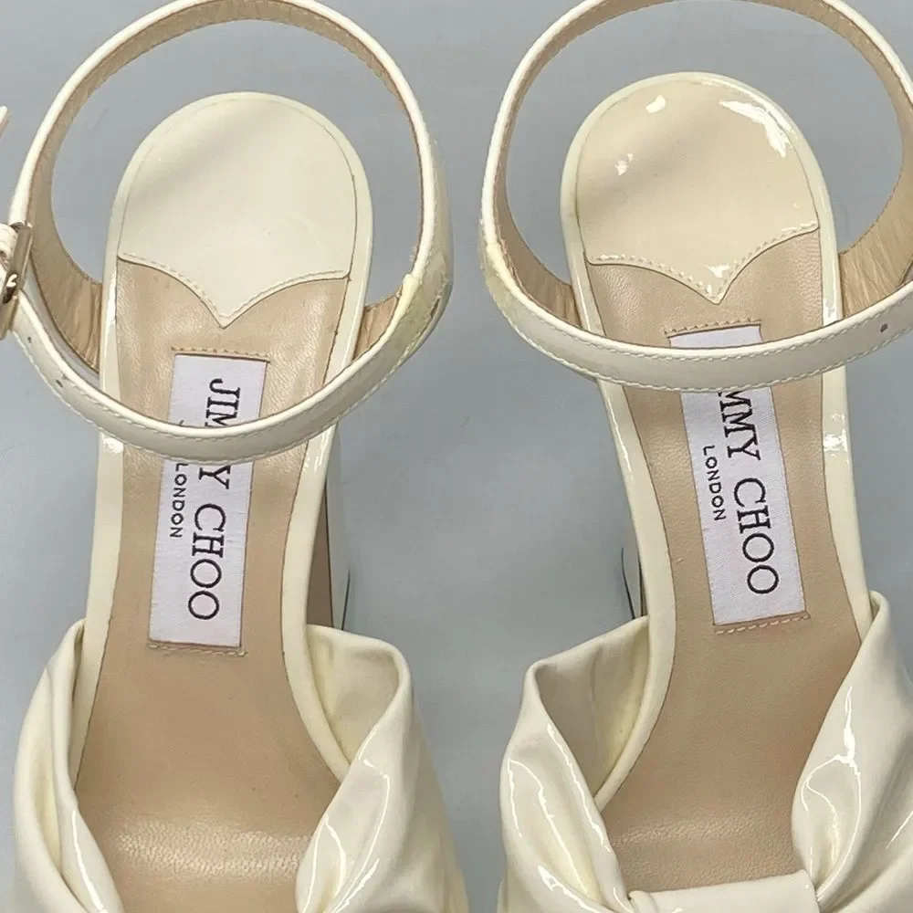 Jimmy Choo Patent Leather Ankle-Strap Platform Sandals